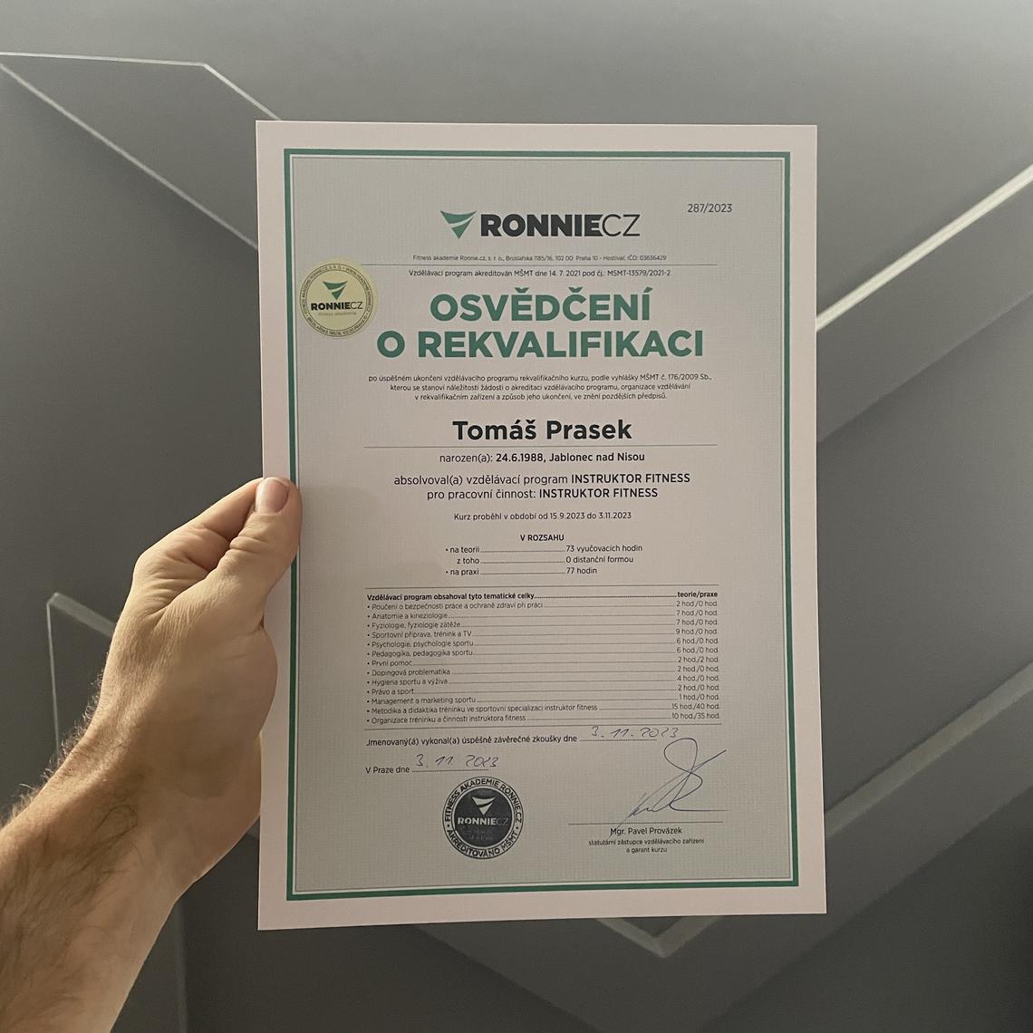 Instruktorský fitness kurz RONNIE